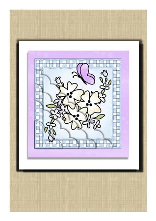 Flowers and Butterfly Scalloped Corner Stacker by Frances Dent