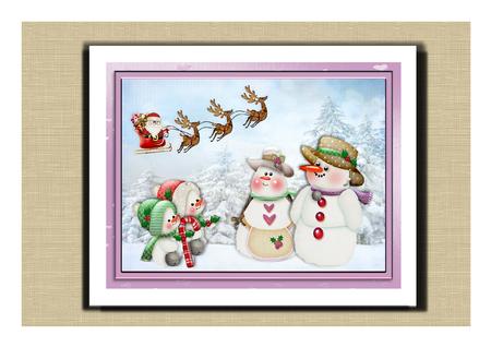 Snow Family 4 Card Front by Frances Dent