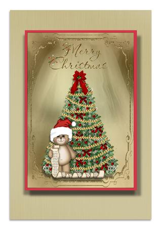 Christmas Teddy Card Front by Frances Dent