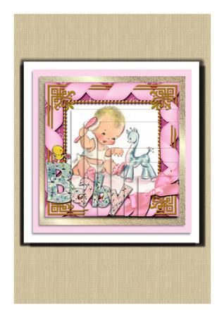 Baby Girl 5in Square One Corner Stacker by Frances Dent