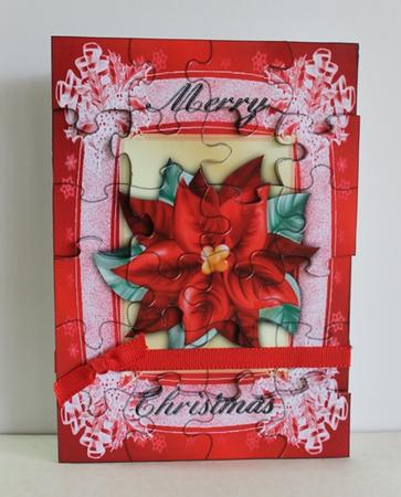 Poinsettia Jigsaw Puzzle Quick Card Front by Freda Heisey