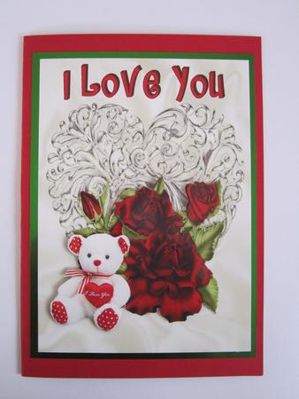 Luv U Bear with Silver Heart and Roses A4 by Gabrielle Byrne