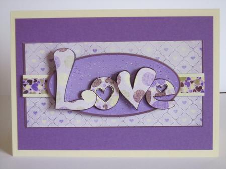Love Hearts Dl Decoupage Card - Lilac by Gabrielle Byrne