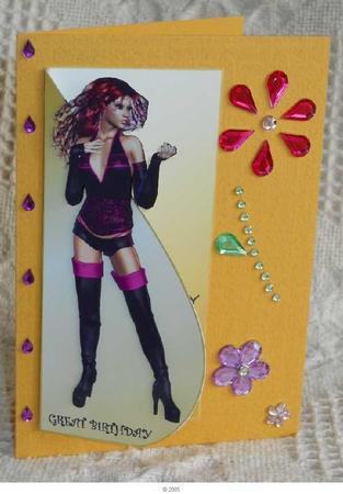 Long Boots Diva -tear Drop Card by Gail Pennycuick
