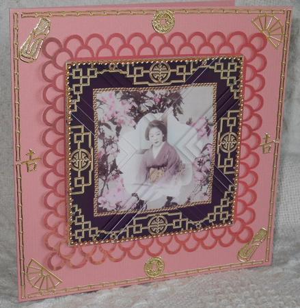 Oriental Blossom Girl Vintage Lace Mini 4in Triangle Stacker by Gail Pennycuick