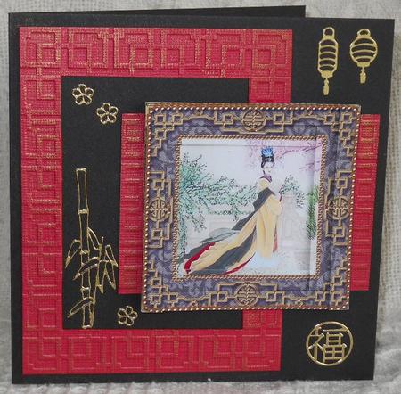 Oriental Snow Queen Spiral Edge Stacker Card Front by Gail Pennycuick