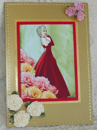 Pretty Lady in Red Decoupage by Gail Pennycuick