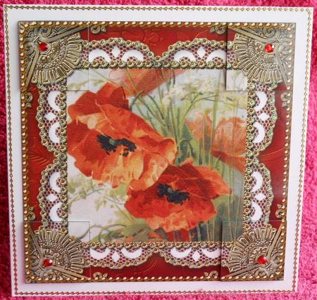 Vintage Poppies 8inch Picture Topper Sheet by Gail Pennycuick