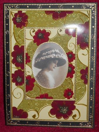 Beige and Olive Floral 7x5in Card Base Edger by Gail Pennycuick