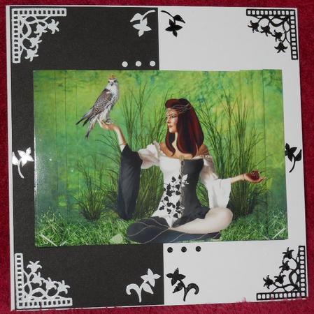 Falcon Bird & Lady Falconer Fantasy Side Stacker A5 Card by Gail Pennycuick