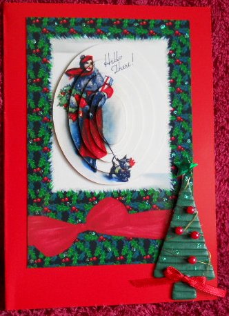 Art Deco Lady with Scottie Dog Card Front by Gail Pennycuick