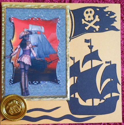 A4 Lady Pirate with Ship by Gail Pennycuick
