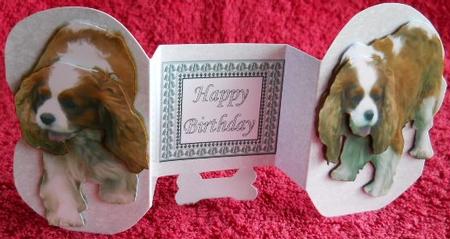 Cavalier Spaniel 3D Decoupage Bone Shaped Card by Gail Pennycuick