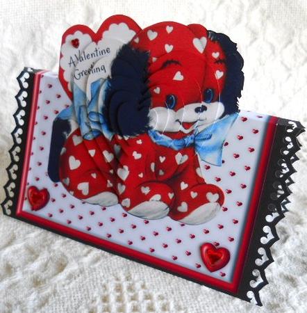 Cte Retro Valentines Puppy Over the Edge Card by Gail Pennycuick