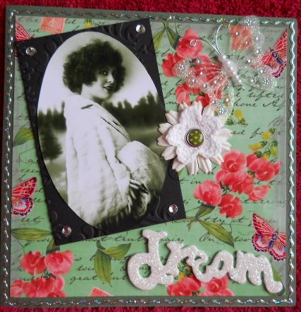Mid Green Coloured Sweet Pea Stamp A4 Backing Paper by Gail Pennycuick