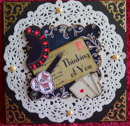 Roulette Black Thinking of You Postcard Step by Step by Gail Pennycuick