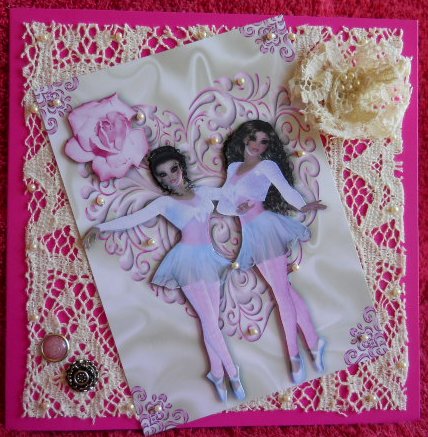 Beautiful Ballerinas in Pink on Pink Heart A4 by Gail Pennycuick