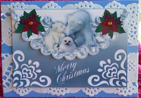 Cute Snow Animals on a Scalloped Envelope A4 by Gail Pennycuick
