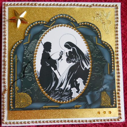 Nativity Scene Ribbon Giant 8in Scallop Bottom Stacker by Gail Pennycuick