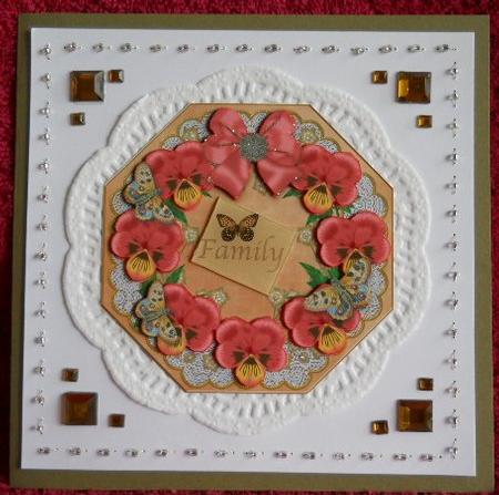 Red Pansy Orange Octagon 8in Picture Topper Sheet by Gail Pennycuick
