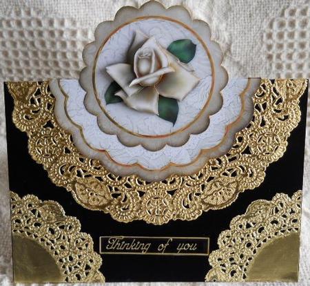 Cream Rose with Love - Scallop Edge Wobble Card by Gail Pennycuick
