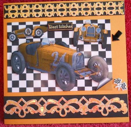 1926 Grand Prix Vintage Gold Sports Car A4 by Gail Pennycuick