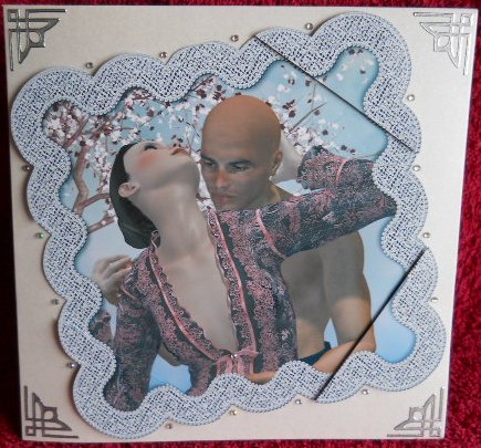 The Lovers in a Lace Frame 8 x 8 Card by Gail Pennycuick