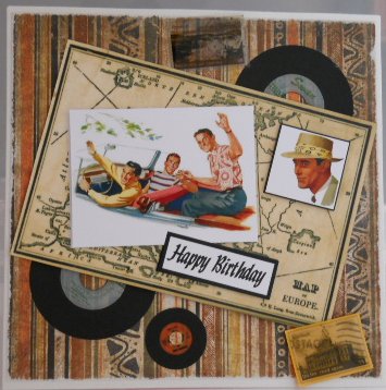 Males in a Car Wishing You Happy Birthday A4 by Gail Pennycuick