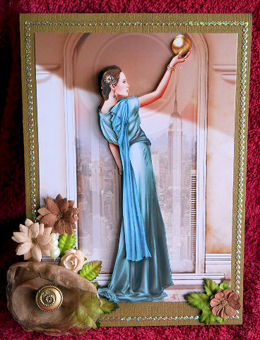 Art Deco Lady Pandore Aqua A4 by Gail Pennycuick