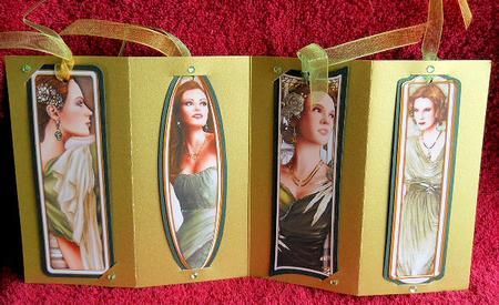 Art Deco Ladies Toppers/bookmarks Green by Gail Pennycuick