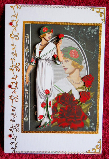 Art Nouveau Red Roses Fashion Reflections Decoupage by Gail Pennycuick