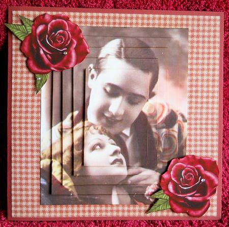 Vintage Lovers with Red Roses Pyramids by Gail Pennycuick