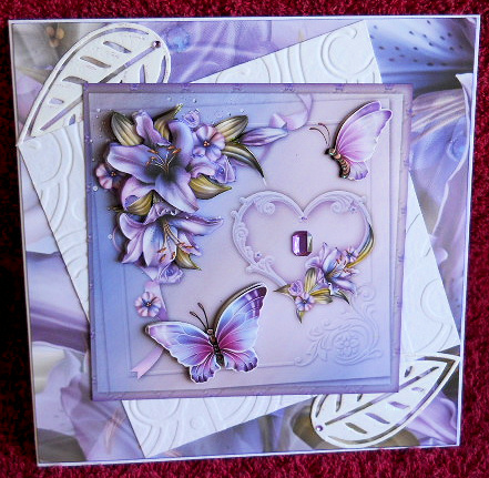 Valentine Lilies Square Card Front with Step by Step by Gail Pennycuick