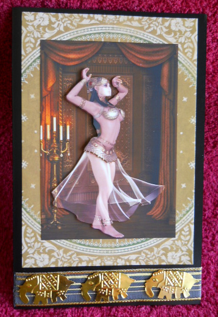Belly Dancer Card Front with Decoupage by Gail Pennycuick