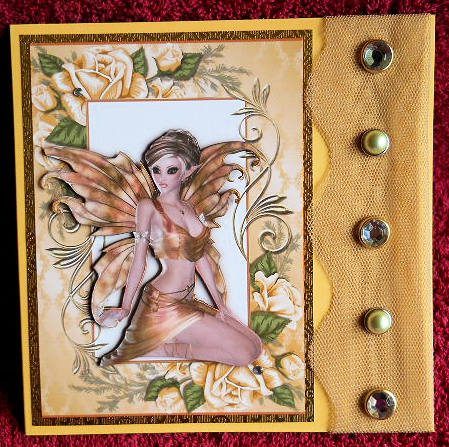 Pretty Fairy in Gold Rose Frame A4 by Gail Pennycuick