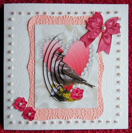 Little Bird on a Pearl Heart Oval Pyramids by Gail Pennycuick