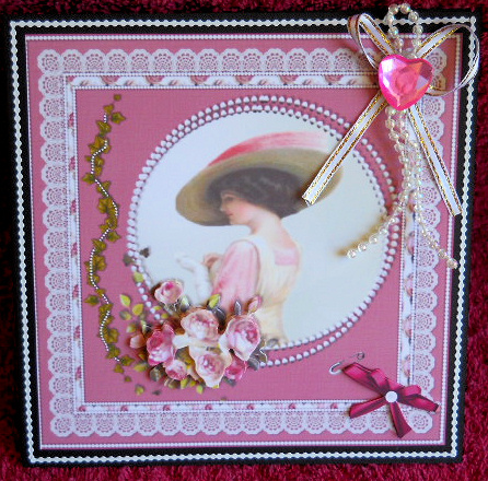 8x8 Vintage Lady with Antique Lace and Pearls by Gail Pennycuick
