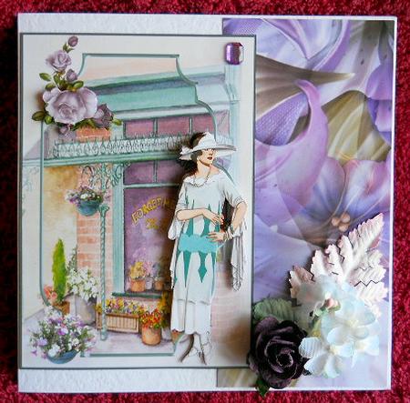 Lady Visits the Flower Shop Bracket Scene Card Front by Gail Pennycuick