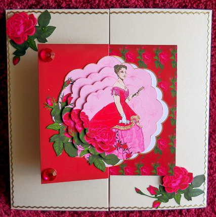 No Hole Fold Back Floral Card Kit "lady Rose" by Gail Pennycuick