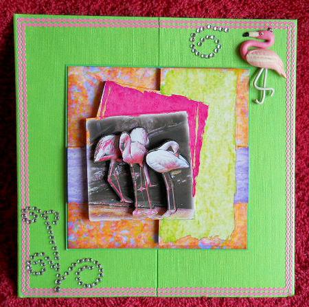 Flamingo Flamenco, 5.5 X5.5 Inch Step by Step Card by Gail Pennycuick