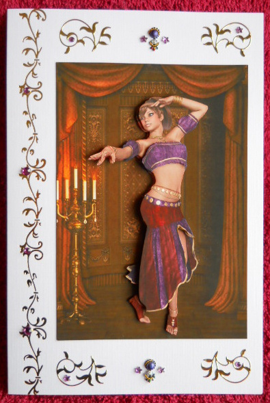 Gypsy Belly Dancer Card Front with Decoupage by Gail Pennycuick