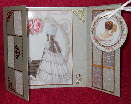 Ladies Vintage Gown with Roses, French Gatefold by Gail Pennycuick