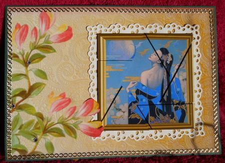 Shrubby Milkwort on Golden Paisley Background by Gail Pennycuick