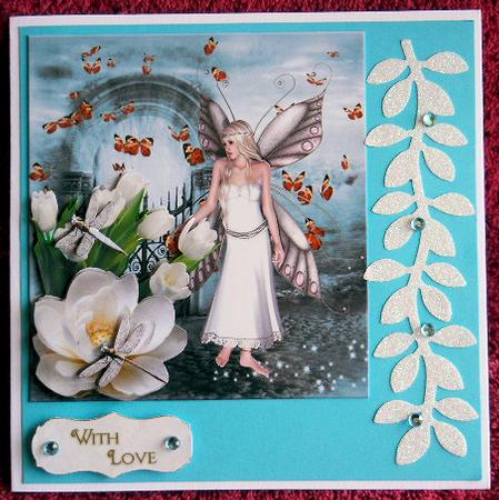 Butterfly Fairy in the Turquoise Garden with Decoupage by Gail Pennycuick