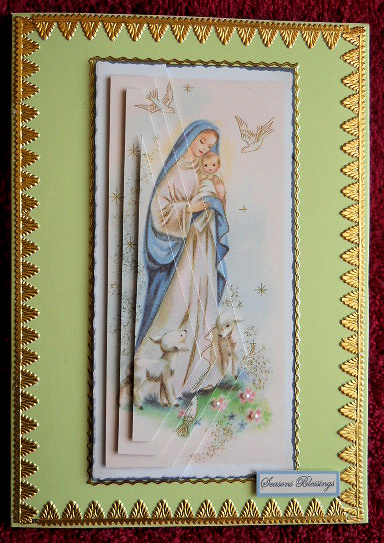 Mother and Baby Jesus Dl Card with Triangle Pyramid by Gail Pennycuick