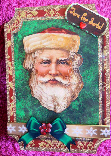 Time for Santa! Vintage Christmas Pyramage Shaped Card by Gail Pennycuick