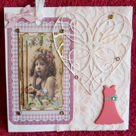 Pretty Vintage Girl on Lace Tag with Pyramids by Gail Pennycuick