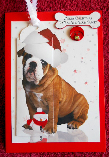 Christmas Bulldog Quick Bookmark Card by Gail Pennycuick