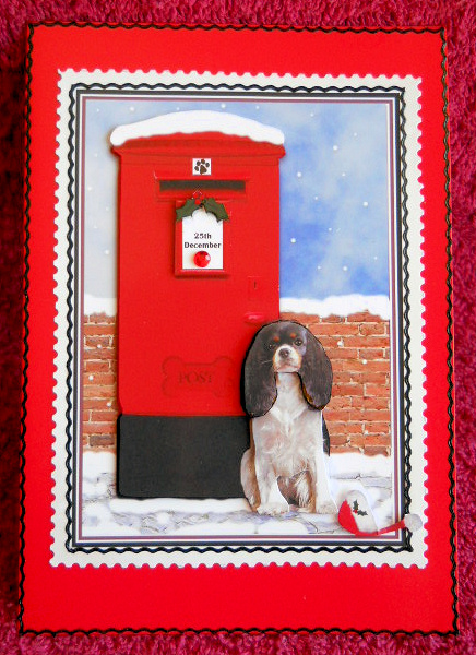 King Charles Spaniel Christmas Post Box by Gail Pennycuick