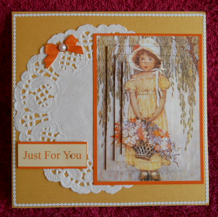 Vintage Girl with Flowers Pyramage Card by Gail Pennycuick